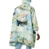 Off-White Herre Maleri-mønster Midtlang Nylon Pullover med hette Løs passform Grønn Vindjakke
