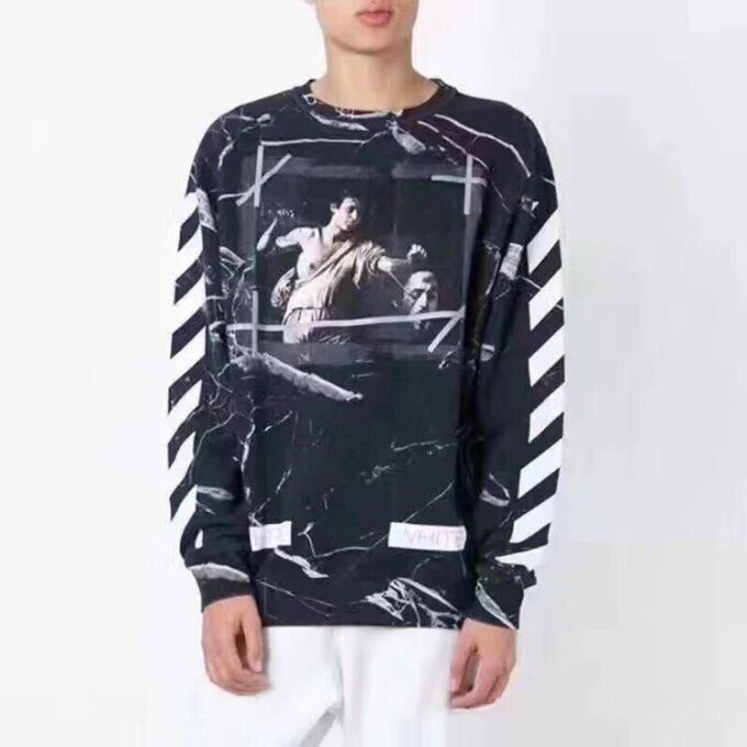 Off-White Herre Marble Pullover Svart