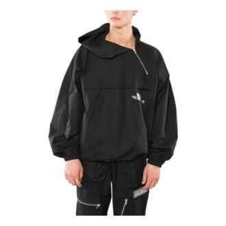 Off-White Herre Mønstertrykk Diagonal Glidelås Løs Passform Svart