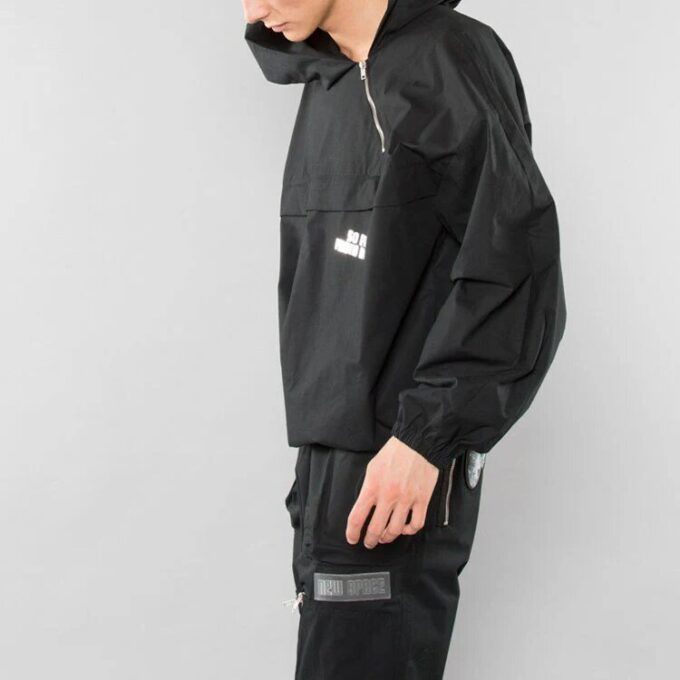 Off-White Herre Mønstertrykk Diagonal Glidelås Løs Passform Svart