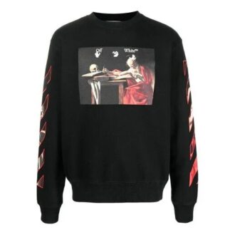 Off-White Herre Mønstertrykk Rundhals Langermet Svart