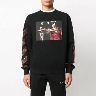 Off-White Herre Mønstertrykk Rundhals Langermet Svart
