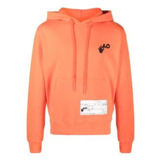 Off-White Herre mønstertrykk snøring hette langermet slim fit versjon oransje