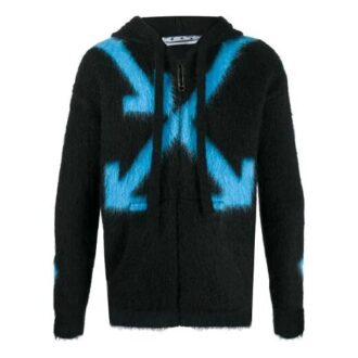 Off-White herre-mønstret svart hettegenser