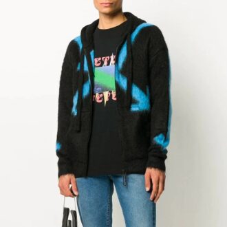 Off-White herre-mønstret svart hettegenser
