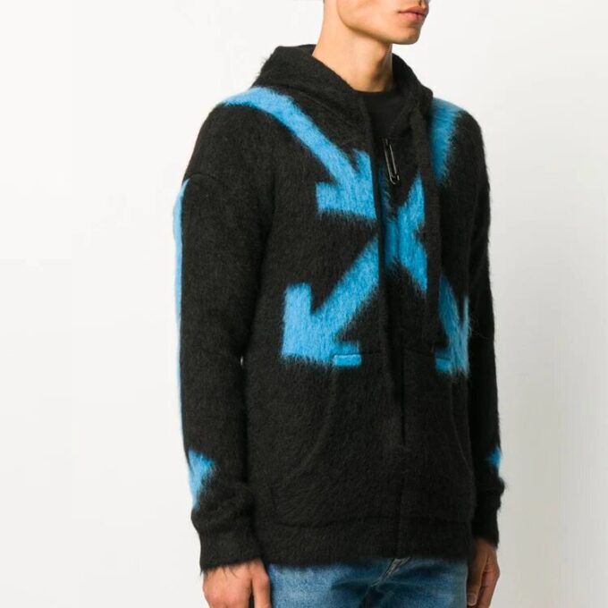 Off-White herre-mønstret svart hettegenser