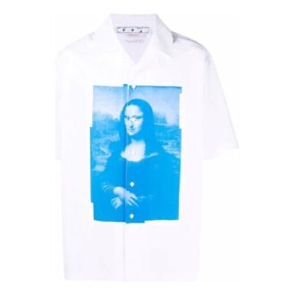 Off-White Herre Mona Lisa kortærmet hvit skjorte med shorts