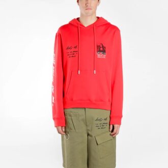 Off-White Herre Mona Lisa-trykk, løs passform, rød
