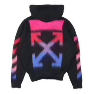 Off-White Herre Nylon Hettegenser med Glidelås, Strikket, Svart