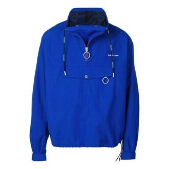 Off-White Herre Nylon Snøring Alfabet Logo Sports Pullover Jakke Blå