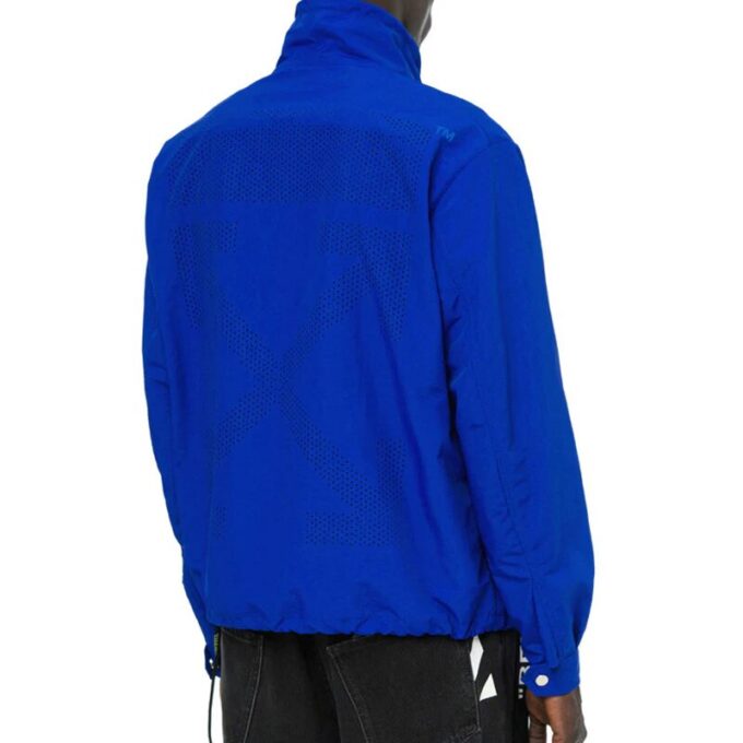 Off-White Herre Nylon Snøring Alfabet Logo Sports Pullover Jakke Blå