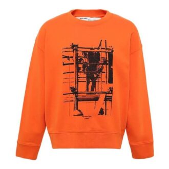 Off-White Herre Pile Mønster Trykk Rundhals Langermet Oransje