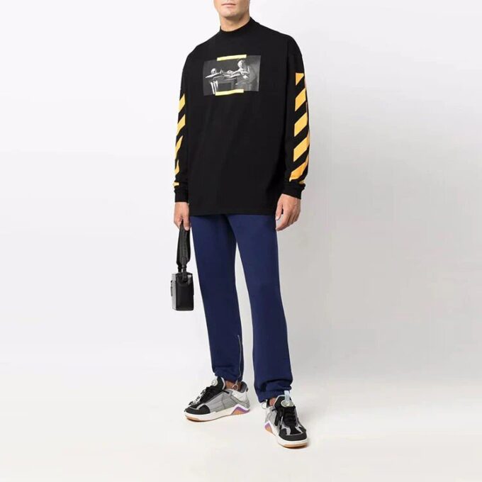 Off-White Herre Piler Mønster Ensfarget Bundle Feet Sportsbukser/Joggebukser Blå
