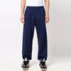 Off-White Herre Piler Mønster Ensfarget Sportsbukser/Joggebukser Løs Passform Marineblå