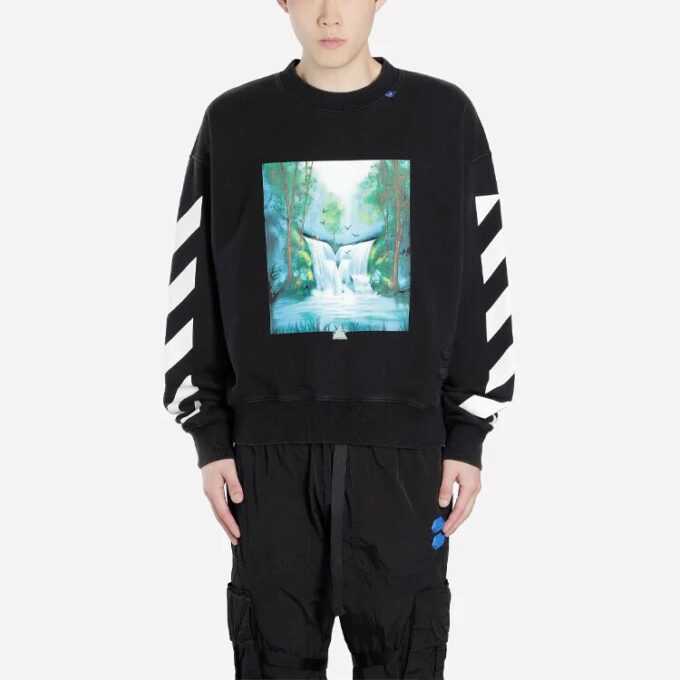 Off-White Herre Pullover Loose Printing Svart