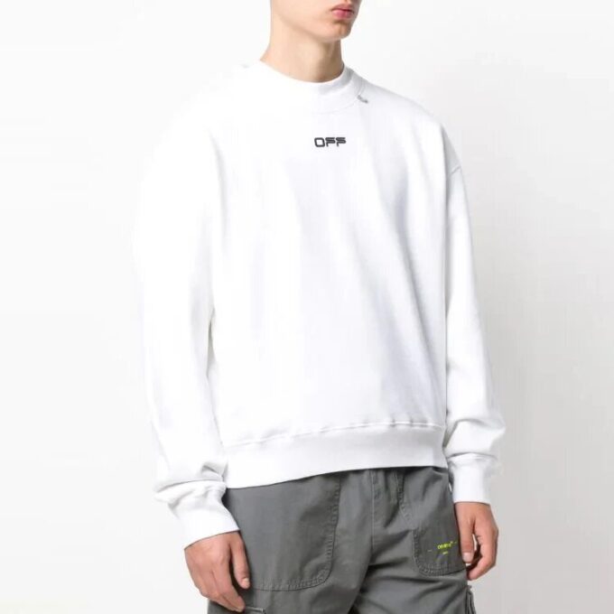 Off-White Herre Rundhalset genser med lange ermer Hvit