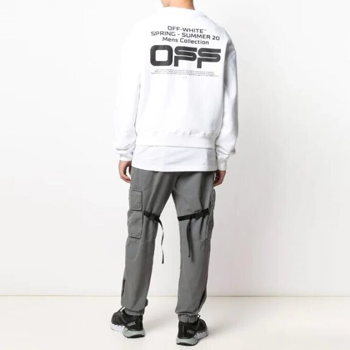 Off-White Herre Rundhalset genser med lange ermer Hvit