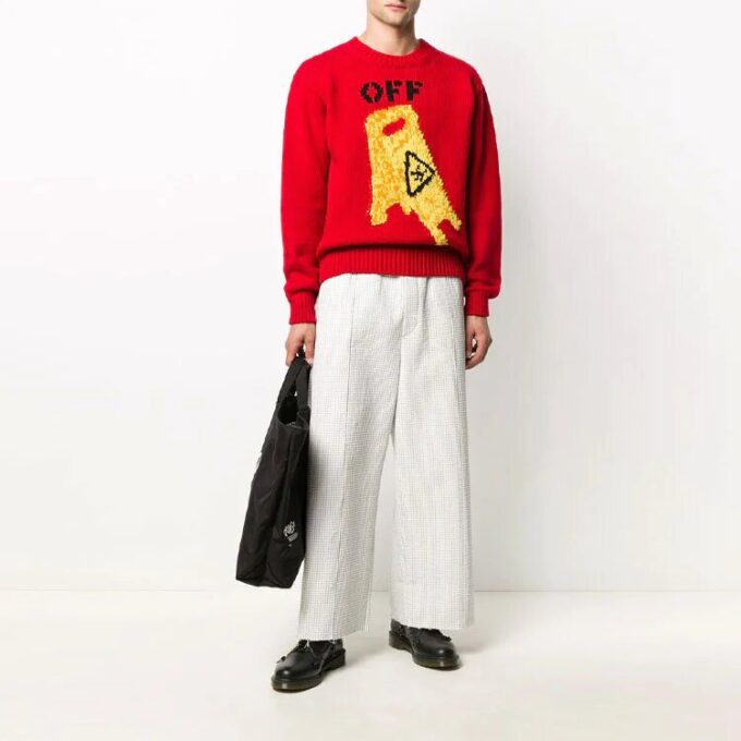 Off-White Herre Rundhalset Skeleton Rød