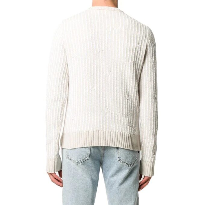 Off-White Herre Rundhalset Strikk Hvit