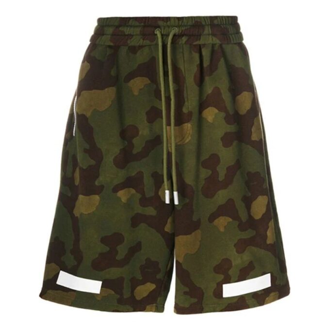Off-White Herre-shorts i bomull med kamuflasjemønster, militærgrønn