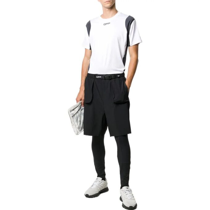 Off-White Herre-Shorts med logo-trykk, kort ermet, hvit
