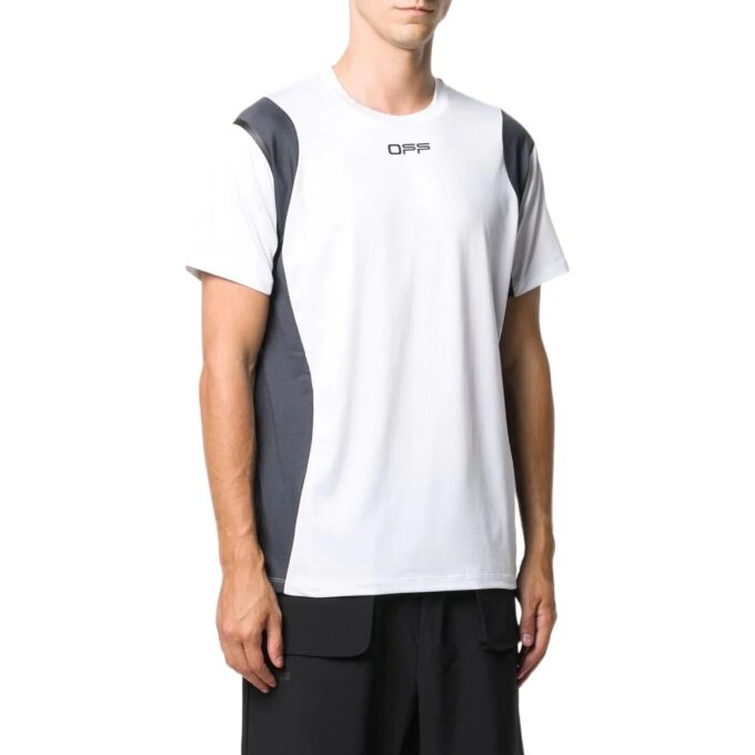 Off-White Herre-Shorts med logo-trykk, kort ermet, hvit
