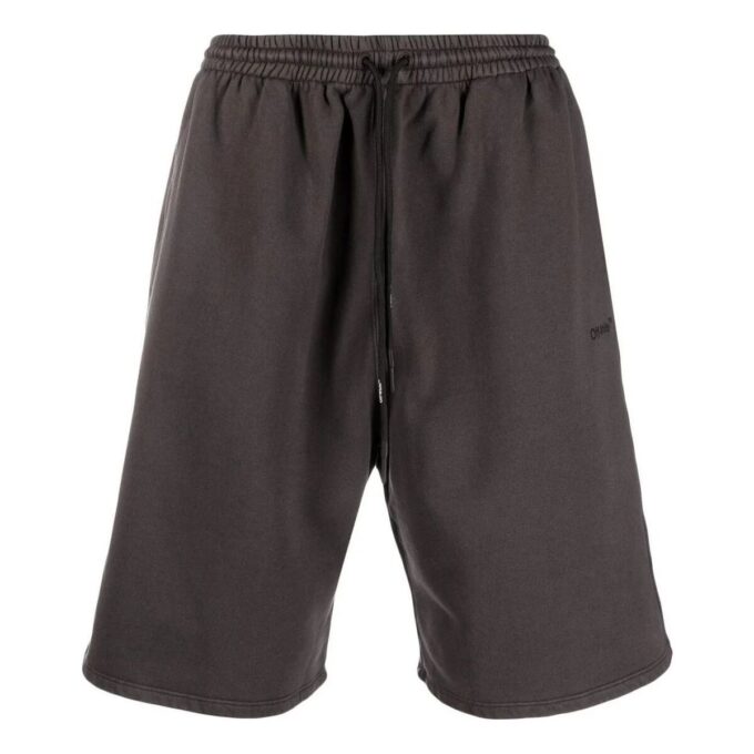 Off-White Herre Shorts med logo-trykk og elastisk linning, rett snitt, brun