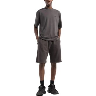 Off-White Herre Shorts med logo-trykk og elastisk linning, rett snitt, brun