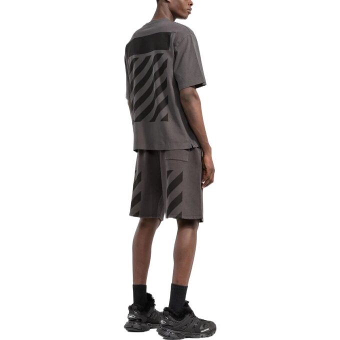 Off-White Herre Shorts med logo-trykk og elastisk linning, rett snitt, brun