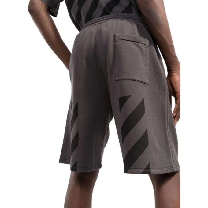 Off-White Herre Shorts med logo-trykk og elastisk linning, rett snitt, brun
