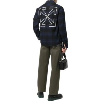 Off-White herre skjorte med Arrows-mønster og rutemønster i flanell, blå