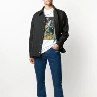 Off-White Herre-skjorte med logo på ryggen, svart