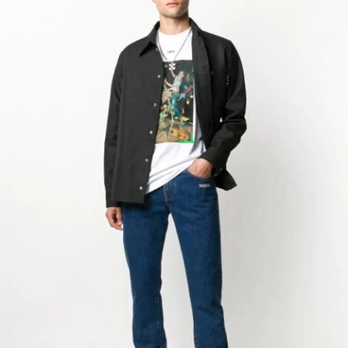 Off-White Herre-skjorte med logo på ryggen, svart