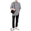 Off-White Herre Skjorte med rutemønster, revers og korte ermer, svart