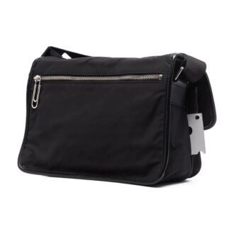 Off-White herre skulderveske med spenne, messenger bag, svart
