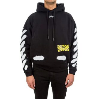 Off-White Herre Splash Ink Graffiti Stripe Svart