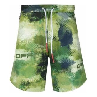 Off-White Herre-sportsshorts i strikk med logo, løs passform, grønn