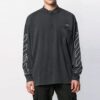 Off-White Herre SS21 Arrow Logo-mønster Halv glidelås Langermet Løs passform Mørkegrå T-skjorte