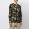 Off-White Herre SS21 Camouflage-trykk Løs Langermet Grønn T-skjorte