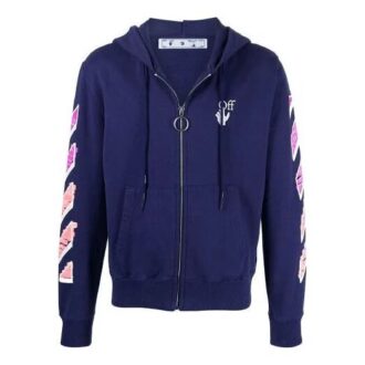 Off-White Herre SS21 Casual Glidelås Vanlig versjon Blå