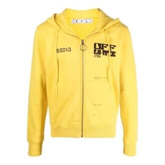 Off-White Herre SS21 Casual Logo-trykk Glidelås Vanlig versjon Svart