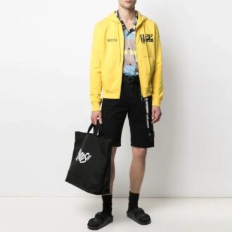 Off-White Herre SS21 Casual Logo-trykk Glidelås Vanlig versjon Svart