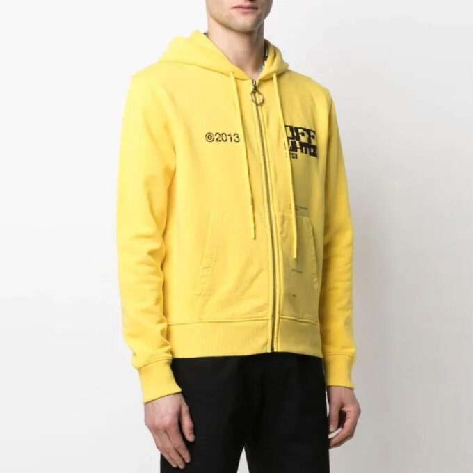 Off-White Herre SS21 Casual Logo-trykk Glidelås Vanlig versjon Svart