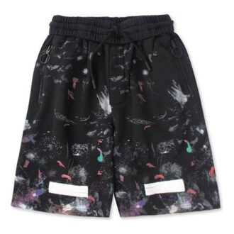 Off-White Herre SS21 Casual Starry Sky Splash Ink Shorts Svart