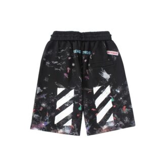 Off-White Herre SS21 Casual Starry Sky Splash Ink Shorts Svart