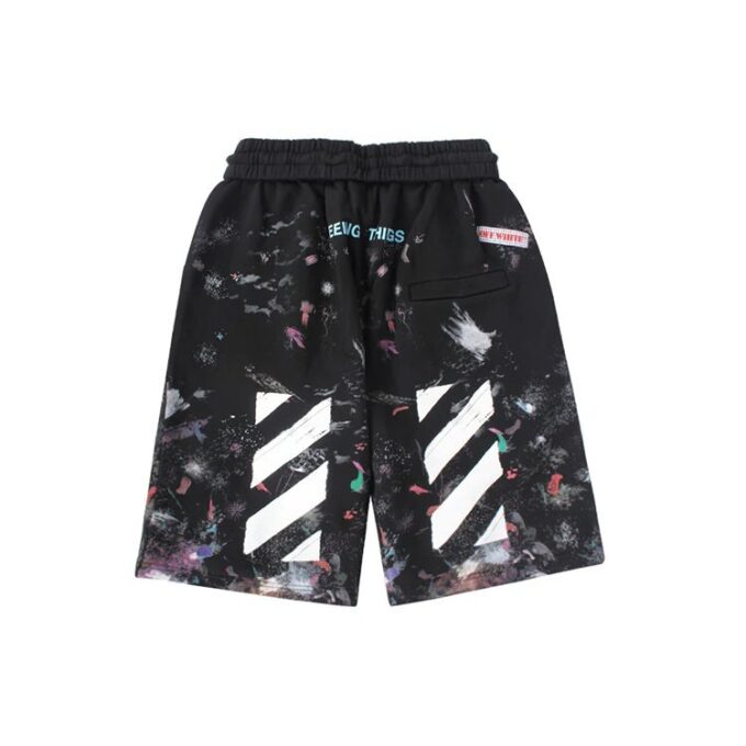 Off-White Herre SS21 Casual Starry Sky Splash Ink Shorts Svart