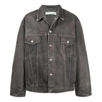 Off-White Herre SS21 Denimjakke Vanlig versjon Grå
