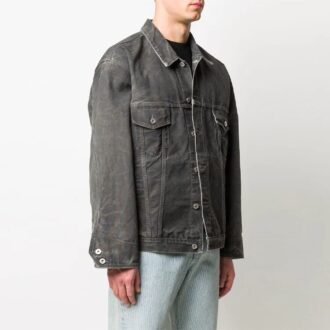 Off-White Herre SS21 Denimjakke Vanlig versjon Grå