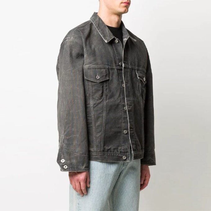 Off-White Herre SS21 Denimjakke Vanlig versjon Grå