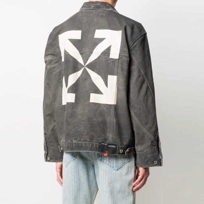 Off-White Herre SS21 Denimjakke Vanlig versjon Grå